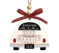 2026 Mr and Mrs Wooden Hanging Ornament, Wedding Gifts for Newlyweds, Bride and Groom, Just Married Keepsake for First Christmas, Engagement, Bridal Shower