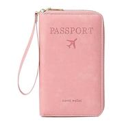 2026 Multi-Functional RFID Passport Wallet for Women and Men,Passport Holder for Travel, Essentials Anti-Theft Wallet Protective Case (Pink)