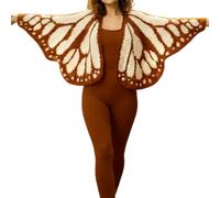 2026 Multicolor Monarch Butterfly Knit Cardigan, Open Front The Crochet Monarch Butterfly Cardigan/Sweater Boho Knit Coverup (Brown,One Size)