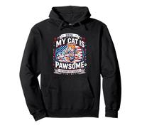 2026 My Cat Is Pawsome Funny Patriot Soccer Cat Pullover Hoodie