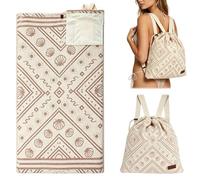 2026 New 2 in 1 Convertible Towel Bag Backpack - Oversized Sand Free Microfiber Beach Towel Backpack with Inner Zip Pocket - Lightweight Quick Dry Travel Beach Blanket Bag (Beige Seashell)