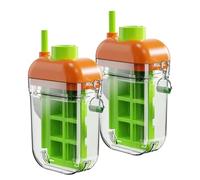 2026 New 2 in 1 Ice Cube Bottle with Straw, 2-in-1 Zero-Touch Press Cube Mold Bottle, My Crush Cup Ice Refreshing Summer 500ml Leak-Proof Bottle, for Outdoor Picnics (2)