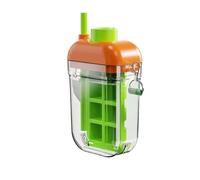 2026 New 2 in 1 Ice Cube Bottle with Straw, 2-in-1 Zero-Touch Press Cube Mold Bottle, My Crush Cup Ice Refreshing Summer 500ml Leak-Proof Bottle, for Outdoor Picnics (1)