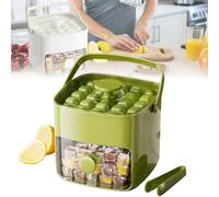 2026 New 2-in-1 Large Capacity Ice Maker & Storage Bin Set, Double-Deck Portable Plastic Ice Cubes Trays for Freezer, 48 Cube Double-Deck Portable Ice Maker with Insulated Bag & Easy Press Lid (Green)