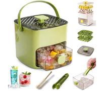 2026 New 2-in-1 Large Capacity Ice Maker & Storage Bin Set, Portable Ice Maker with Lid and Storage Box (48 Cubes), Easy Press Release Ice Cube Tray with Tongs for Cocktails and Drinks (B)