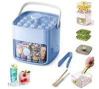 2026 New 2-in-1 Large Capacity Ice Maker & Storage Bin Set, Portable Ice Maker with Lid and Storage Box (48 Cubes), Easy Press Release Ice Cube Tray with Tongs for Cocktails and Drinks (D-PP)