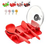 2026 New 2-in-1 Silicone Utensil Rest with Drip Pad, Spoons Rest, Heat-Resistant Spoon Rests for Stove Top, Spoon Rest - for Kitchens Counter, Kitchen Gadgets & Kitchen Utensils Holder (Red)
