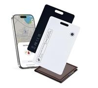2026 New 2 Pack Dual Platform Rechargeable Air Tags Wallet Tracker Card, Compatible with Apple Find My & Google's Find Hub, Item Locator, Credit Card Size Tracker, Waterproof&Light(Black,White)