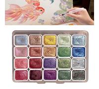 2026 New 20 Colors Watercolor Painting Set, Glitter Watercolour Solid Paint Box, Portable Drawing Supplies Shimmer Metallic Watercolor Paint Set,A-1ml