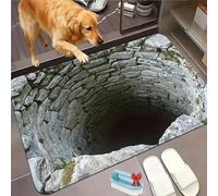 2026 New 3D Hole Rug, Optical Illusion Rug, Dog Gets Scared of 3D Carpet, Rugs That Looks Like a Hole, Non-Slip Visual Doormat, for Bedroom, Living Room or Game with Pets