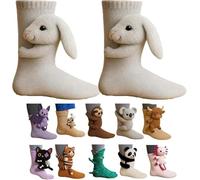 2026 New 3D Knit Animal Socks, Novelty Floor Sock for Christmas, Cute Novelty Animal Socks, Cute Hand Crochet Knit Sock, Winter Warm Floor socks for Adults (Bunny)