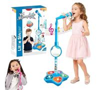2026 New 4 in 1 Microphone Toy, Kids Microphone with Adjustable Stand, Speaker & LED Lights, Standing Microphone Karaoke Machine, Karaoke Toys Gift for Boys Girls Christmas Birthday (Blue)