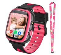 2026 New 4G Children's Smart Watch with Video Call & GPS, SOS, Voice Chat, IP68 Waterproof, School Mode, Pedometer, Alarm Clock, Flashcard, Gift for Boys and Girls from 4 to 15 Years Red