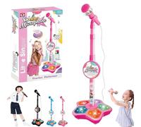 2026 New All-in-One Microphone Toy, 5-in-1 Kid Star Microphone with Stand Bluetooth, Adjustable Height Kids Karaoke Microphones with Music&Light, for Christmas and Birthday Girls and Boys (Pink)