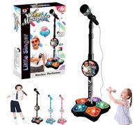 2026 New All-in-One Microphone Toy, 5-in-1 Kid Star Microphone with Stand Bluetooth, Adjustable Height Kids Karaoke Microphones with Music&Light, for Christmas and Birthday Girls and Boys (Pink)