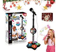 2026 New All-in-One Microphone Toy, Kids Microphone with Stand Adjustable, 5-in-1 Kid Star Microphones with Stand, with Music & Light, Speaker & Echo Effects, Christmas Birthday Gift (Black)