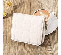 2026 New Arrivals Backpack Women's Fashion ID Short Wallet Grid Solid Colour Women's Zip Purse Multiple Card Slots Clutch Bag Mobile Phone Case (Beige, One Size)