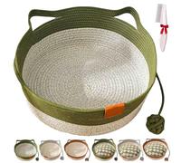 2026 New Basket For Cats,Pets Hand Woven Cotton Bed Basket,With Built-In Scratching Pad And Play Ball,Soft Support Cushion, Lightweight Comfort (B(No cushion), S（Within 8.8lb/4KG）)