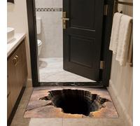 2026 New Bottomless Hole 3D Optical Illusion Rug with Anti-Slip Particles, Dog Gets Scared of 3D Hole Carpet, for Door Entrance, Bathroom, Stairs, Playroom, Living Room, Area Decoration (Brown XL)