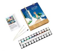 2026 New Calendar Paint by Numbers Kit for Adult 12 Different Green Plants Potted Flowers,DIY Desk Calendars 2026 for Standing with Brush Acrylic Paint&Base for Gifts and Home Decoration