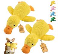 2026 New Calming Duck Toy for Dogs, Interactive Quacking Dog Toy with Quack Sound and Crinkle, Soft Plush Durable, Chew Doll with Squeaker for Pets Indoor and Outdoor (2 Yellow, M: 32 * 28CM)
