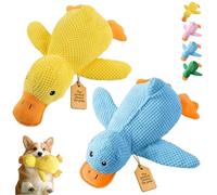 2026 New Calming Duck Toy for Dogs, Interactive Quacking Dog Toy with Quack Sound and Crinkle, Soft Plush Durable, Chew Doll with Squeaker for Pets Indoor and Outdoor (Yellow+Blue, L: 45 * 38CM)