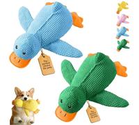 2026 New Calming Duck Toy for Dogs, Interactive Quacking Dog Toy with Quack Sound and Crinkle, Soft Plush Durable, Chew Doll with Squeaker for Pets Indoor and Outdoor (Blue+Green, L: 45 * 38CM)