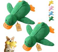 2026 New Calming Duck Toy for Dogs, Interactive Quacking Dog Toy with Quack Sound and Crinkle, Soft Plush Durable, Chew Doll with Squeaker for Pets Indoor and Outdoor (2 Green, L: 45 * 38CM)