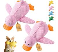2026 New Calming Duck Toy for Dogs, Interactive Quacking Dog Toy with Quack Sound and Crinkle, Soft Plush Durable, Chew Doll with Squeaker for Pets Indoor and Outdoor (2 Pink, L: 45 * 38CM)