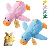 2026 New Calming Duck Toy for Dogs, Interactive Quacking Dog Toy with Quack Sound and Crinkle, Soft Plush Durable, Chew Doll with Squeaker for Pets Indoor and Outdoor (Pink+Blue, M: 32 * 28CM)