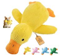 2026 New Calming Duck Toy for Dogs, Interactive Quacking Dog Toy with Quack Sound and Crinkle, Soft Plush Durable, Chew Doll with Squeaker for Pets Indoor and Outdoor (Yellow, S: 25 * 22CM)