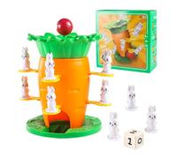 2026 New Carrot Balancing Board Game,arrot Tower Design Interactive Toys With 8 Bunny Figurine,for Parents And Children, Providing Interactive Tabletop Logic Training