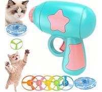 2026 New Cat Fetch Toy Launcher, Interactive Fetch Toy for Cat, Portable Battery-Free Fun Engaging Flying Disc Toy for Cats and Dogs Chasing Training (Sky Blue)