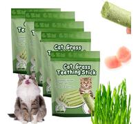 2026 New Cat Grass Teething Stick for Indoor Cats, Natural Freeze-Dried Cat Treats with Chicken for Hairball Removal & Digestion, Edible Cat Chew Toys for Dental Cleaning & Teething (5 Bags)