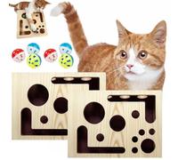 2026 New Cat Nail File Box with Bell Ball & Sandpaper Inside, Interactive Cat Nail File Enrichment Box, Wooden Puzzle Scratcher for Indoor Cats, Scratch & Mental Stimulation (2PC)