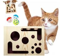 2026 New Cat Nail File Box with Bell Ball & Sandpaper Inside, Interactive Cat Nail File Enrichment Box, Wooden Puzzle Scratcher for Indoor Cats, Scratch & Mental Stimulation (1PC)