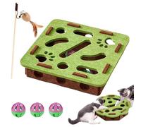 2026 New Cat Nail File Enrichment Box,cat scratch puzzle enrichment box,Interactive Felt Maze Toy with 3 Bell Balls,for Indoor Self Play, Indoor Cats Scratching and Hunting Fun (green,Square)