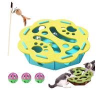 2026 New Cat Nail File Enrichment Box,cat scratch puzzle enrichment box,Interactive Felt Maze Toy with 3 Bell Balls,for Indoor Self Play, Indoor Cats Scratching and Hunting Fun (turquoise,Round)