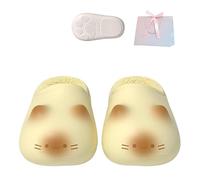 2026 New Cat Paws Footprints Fluffy Plush Fleece Height Increase Slippers - Cute Animal Ultra-Thick Slipper Home Shoes, Cloud-Like Cat Paw Slippers for Women Indoor (Yellow,5)