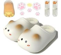 2026 New Cat Paws Footprints Fluffy Plush Fleece Height Increase Slippers - Cute Animal Ultra-Thick Slipper with Paw Print (B,US 5.5-6.5 (220cm))