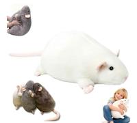 2026 New Chonky Rat Plush - Oversized Jumbo Soft Rat Stuffed Animal Pillow, Realistic Plushie for Birthday, Valentine's Day Gift & Home Decoration (White, 55cm)