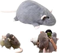 2026 New Chonky Rat Plush Pillow - Jumbo 35.4 Inch Fat Mouse Stuffed Animal, Realistic Soft Lifelike Cushion for Home Decor, Funny Gag Gift for Kids & Adults (Grey, 55CM)