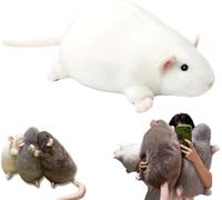 2026 New Chonky Rat Plush Pillow - Jumbo 35.4 Inch Fat Mouse Stuffed Animal, Realistic Soft Lifelike Cushion for Home Decor, Funny Gag Gift for Kids & Adults (White, 90CM)