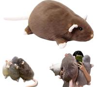 2026 New Chonky Rat Plush Pillow - Jumbo 35.4 Inch Fat Mouse Stuffed Animal, Realistic Soft Lifelike Cushion for Home Decor, Funny Gag Gift for Kids & Adults (Brown, 90CM)