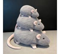 2026 New Chonky Rat Plush - Soft Plush Huggable Animals Pillow, Soft Stuffed Fat Rat Toy, Cute Round Plushie For Cuddling And Home Decor, Cute Birthday For Kids Teens Adults (Gray, 3pcs)
