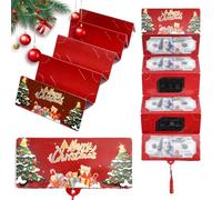 2026 New Christmas Cash Gift Envelope, 10 Slots Christmass Money Envelopes for Cash Clip, DIY Gift Card Holders Xmas Gold Foil Santa Design DIY Foldable Walletfor Men Women Kids (Red,10pcs)