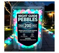 2026 New Colorful Glow-In-The-Dark Garden Stones, Luminous Pebbles for Walkway Patio Yard Fish Tank Aquarium Decor, Glowing Rocks for Pathway Garden Crafts (Colorful,200 PCS)