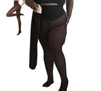 2026 New Compression Band & One Seam Option, Magic Fleece Lined Leggings, Women Shaping Snatch Waist Stay Warm, Plus-Size Warm Bare-Leg Tights (Deep, XS/S)