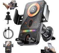 2026 New Cool Car Wireless Fast Charging Holder, Mount for Car Magnetic Navigation Car Phone Holder, 360° Rotation Automatic Clamping, Smart Sensor Open, Auto Air Vent Holder (Black)