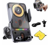 2026 New Cool Car Wireless Fast Charging Holder, Smart Sensor Open 15W Universal 2-in-1 Smart Wireless Car Phone Mount Motorized 90° Rotating for All Smartphones (Sliver)